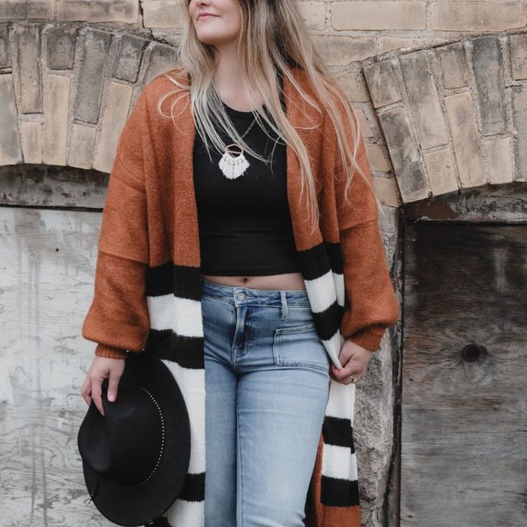 Rust Striped Cardi - Picture 2 of 3